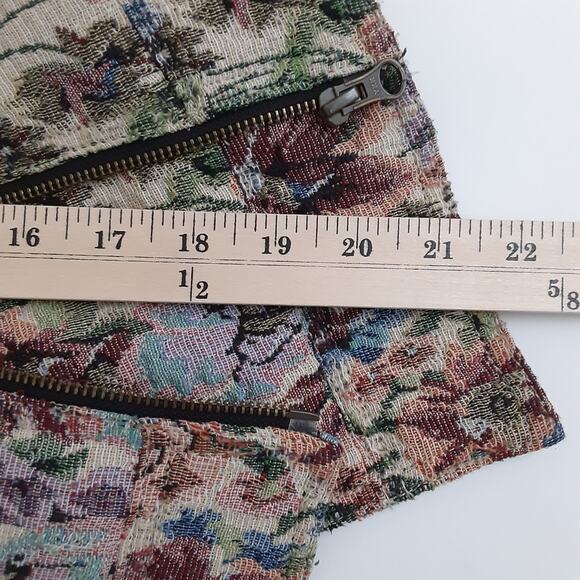 Free People Floral Tapestry Moto Jacket Zip Front Lined Cottage Grandma Bohemian - Picture 14 of 15